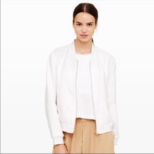 Club Monaco White Linen Toni Bomber Jacket, Sz XS